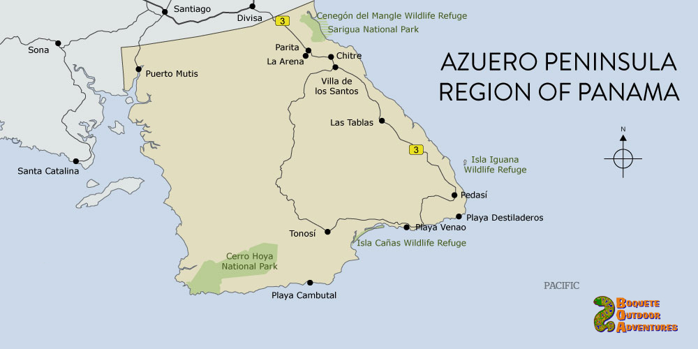 map panama azuero peninsula pedasi