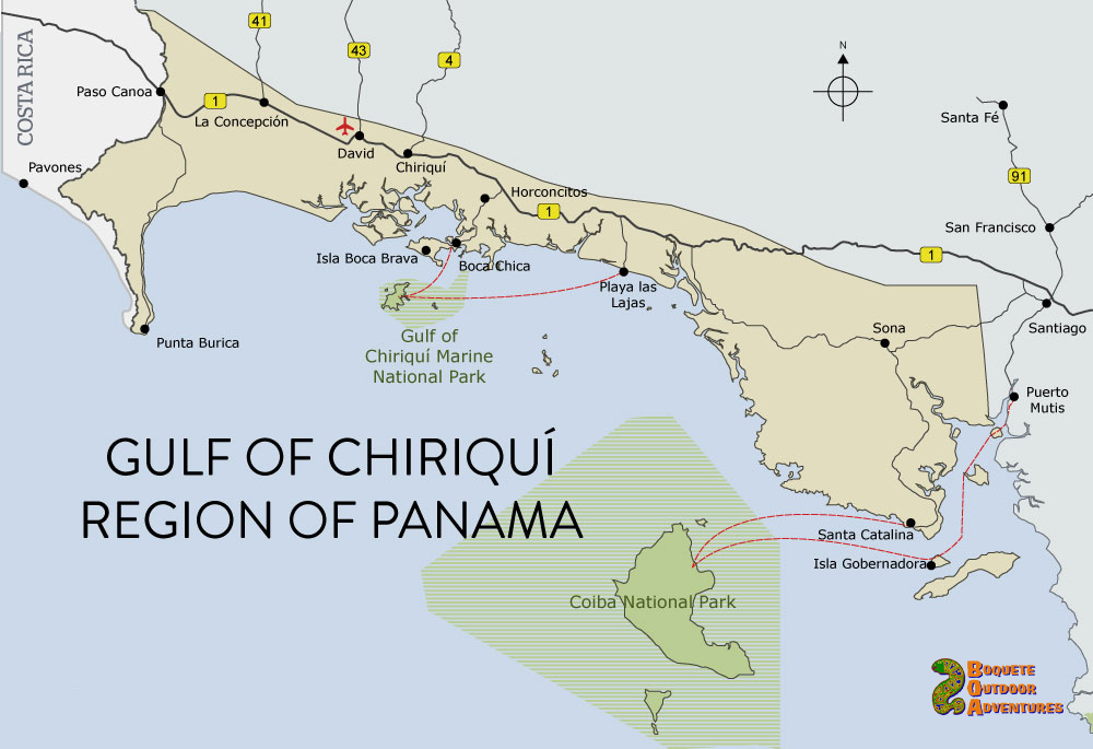 map gulf of chiriqui national marine park, panama, golfo de chiriqui national marine park, chiriqui, boca chica, david, boquete